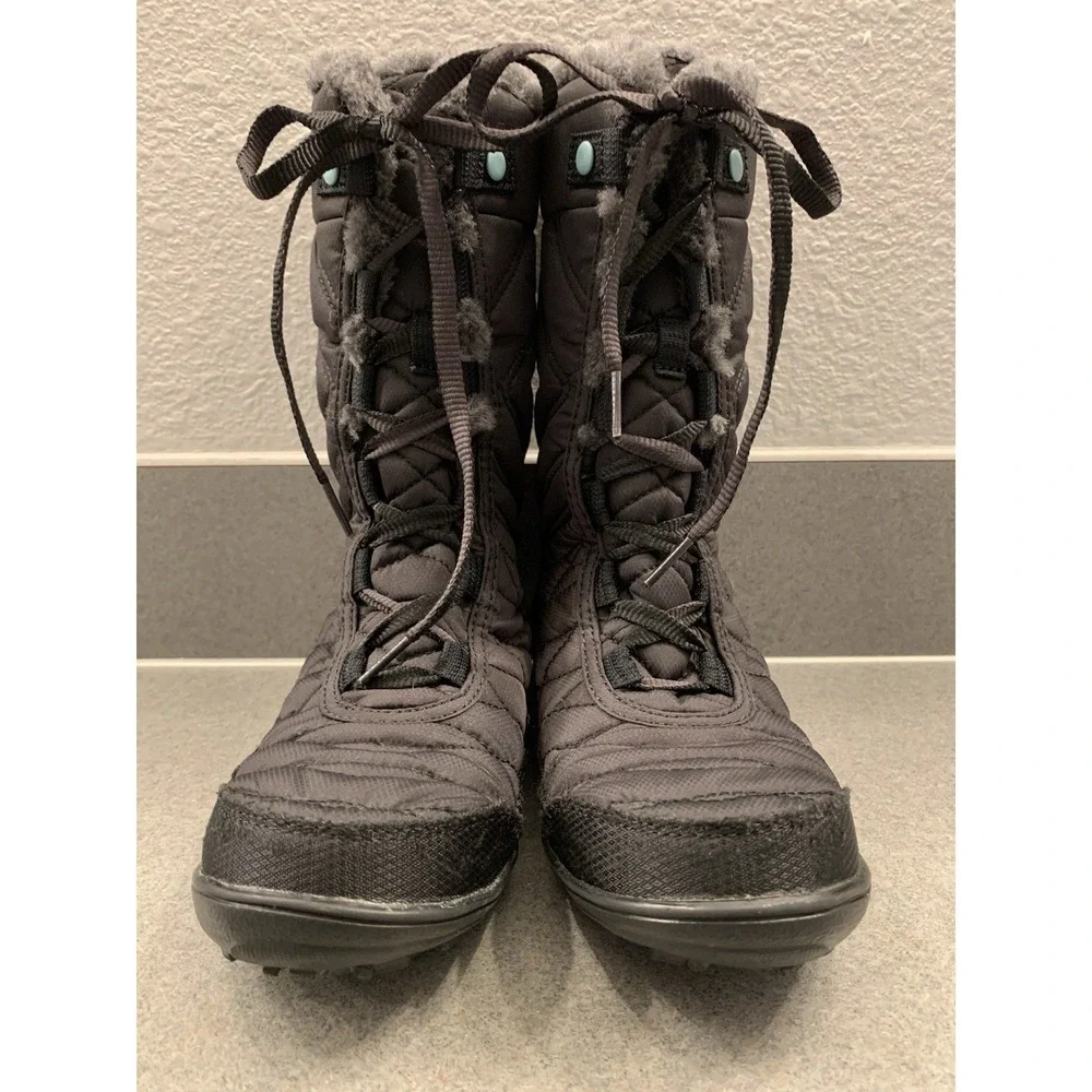 Columbia Minx Mid III Waterpoof Omni-Heat Winter Boots Black Girls Youth Size 4‎